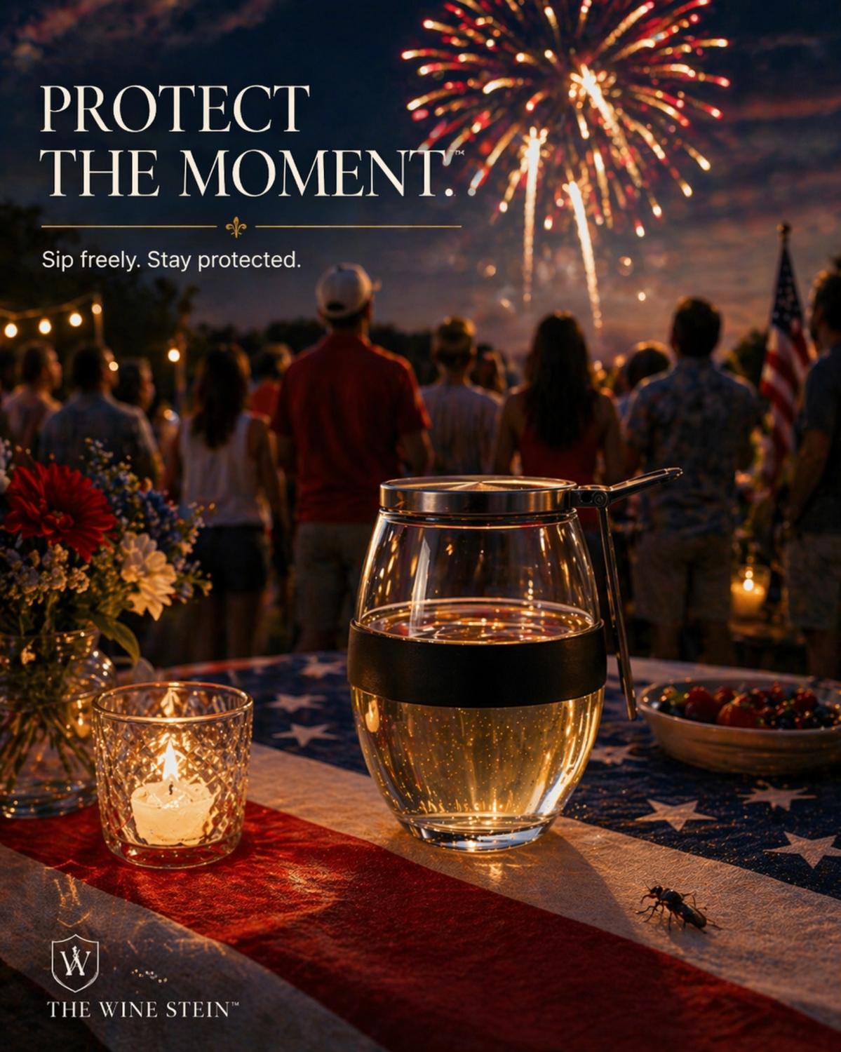 Wine outdoors at sunset